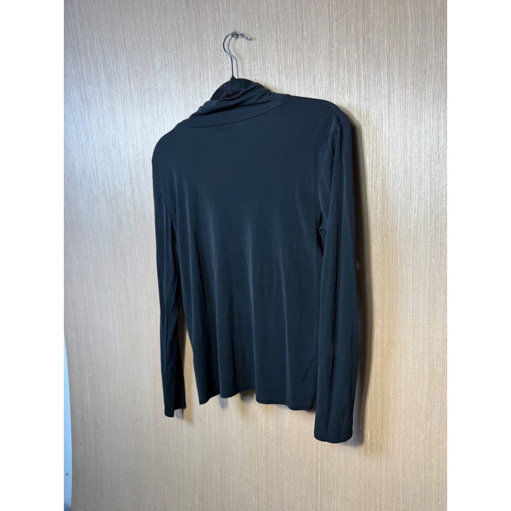 Eileen Fisher Womens Black 100% Silk Mock Neck Long Sleeve Top Size M Jersey - Picture 6 of 6
